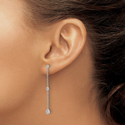 14K Gold Lab Diamond Graduated Dangle Hanging Earrings