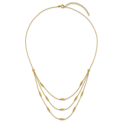 Diamond-Cut Beaded 14K Gold Polished Layered Necklace