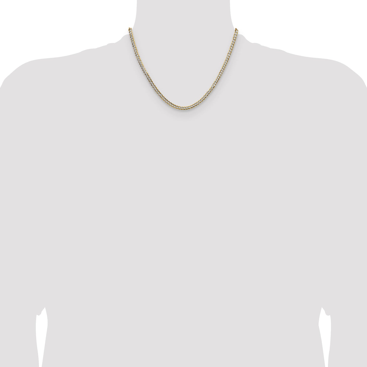 14K Gold Lightweight Rhodium Pavé Cuban Chain