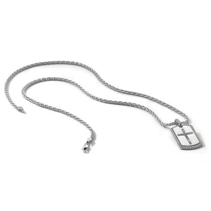 14K Gold 3/4 carat Lab Grown Diamond Cross Dog Tag Pendant
