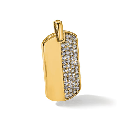 14K Gold  1 carat Lab Grown Diamond Dog Tag Pendant