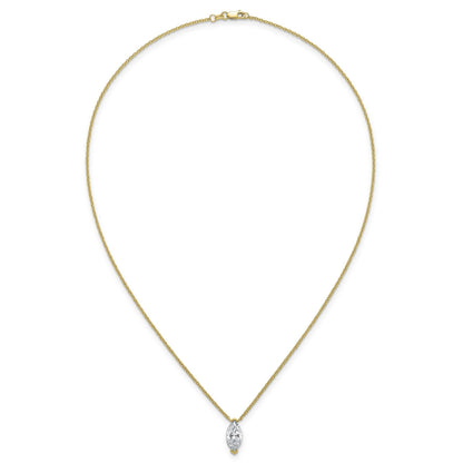 2.09 CT White Marquise Lab Diamond Chevron V-Prong 14k Yellow Gold Solitaire Pendant Necklace