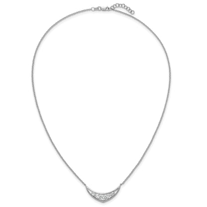 Round White Lab Grown Diamond Prong 14K White Gold Five Stone Curved Bar Necklace