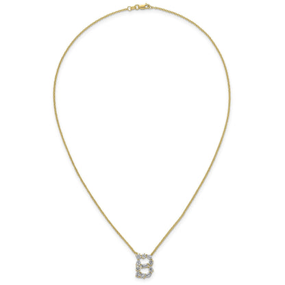 White Lab Grown Diamond Prong 14K Yellow Gold Initial Cable Chain Necklace