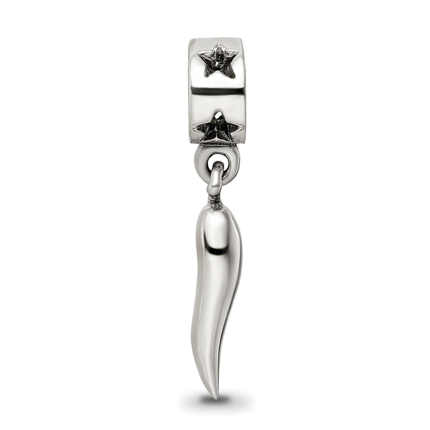 Italian Horn Dangle Pendant Sterling Silver