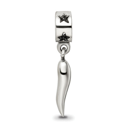 Italian Horn Dangle Pendant Sterling Silver