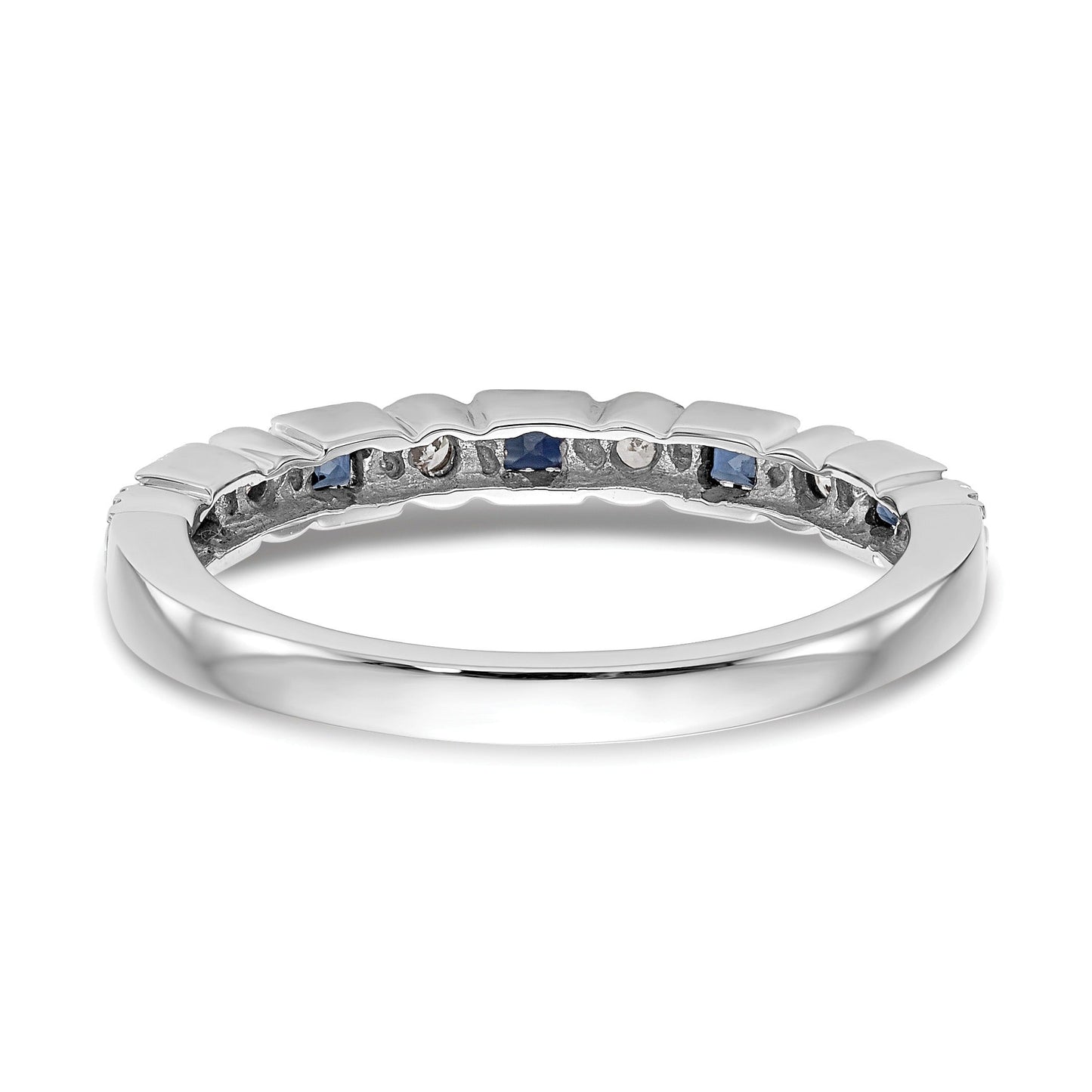 Princess Blue Sapphire Diamond Prong 14K White Gold Half Eternity Band Ring