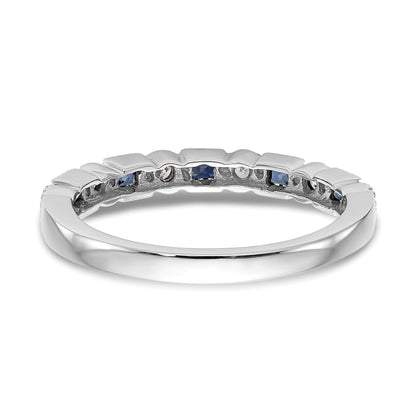Princess Blue Sapphire Diamond Prong 14K White Gold Half Eternity Band Ring