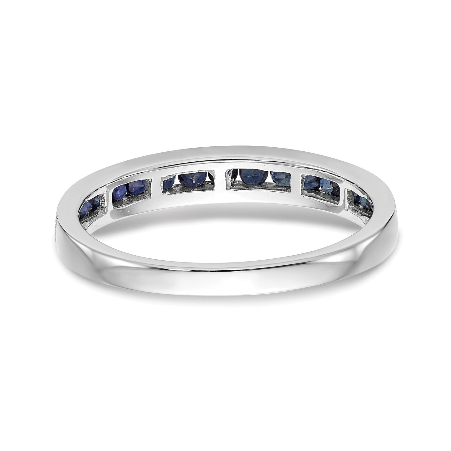 0.51 Ct Round Blue Sapphire Channel Set White Gold Eternity Band Ring