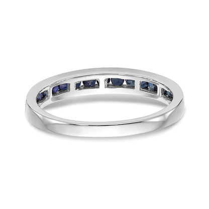 0.51 Ct Round Blue Sapphire Channel Set White Gold Eternity Band Ring