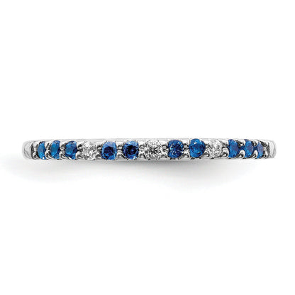 0.3 Ct Round Blue Sapphire and Diamond White Gold Pave Half Eternity Ring