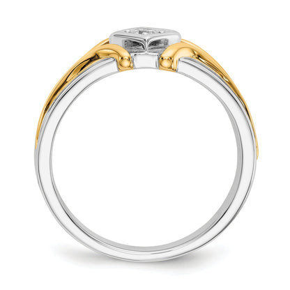 14k Two-Tone Lab Grown Diamond Men's Ring 1/6 ct