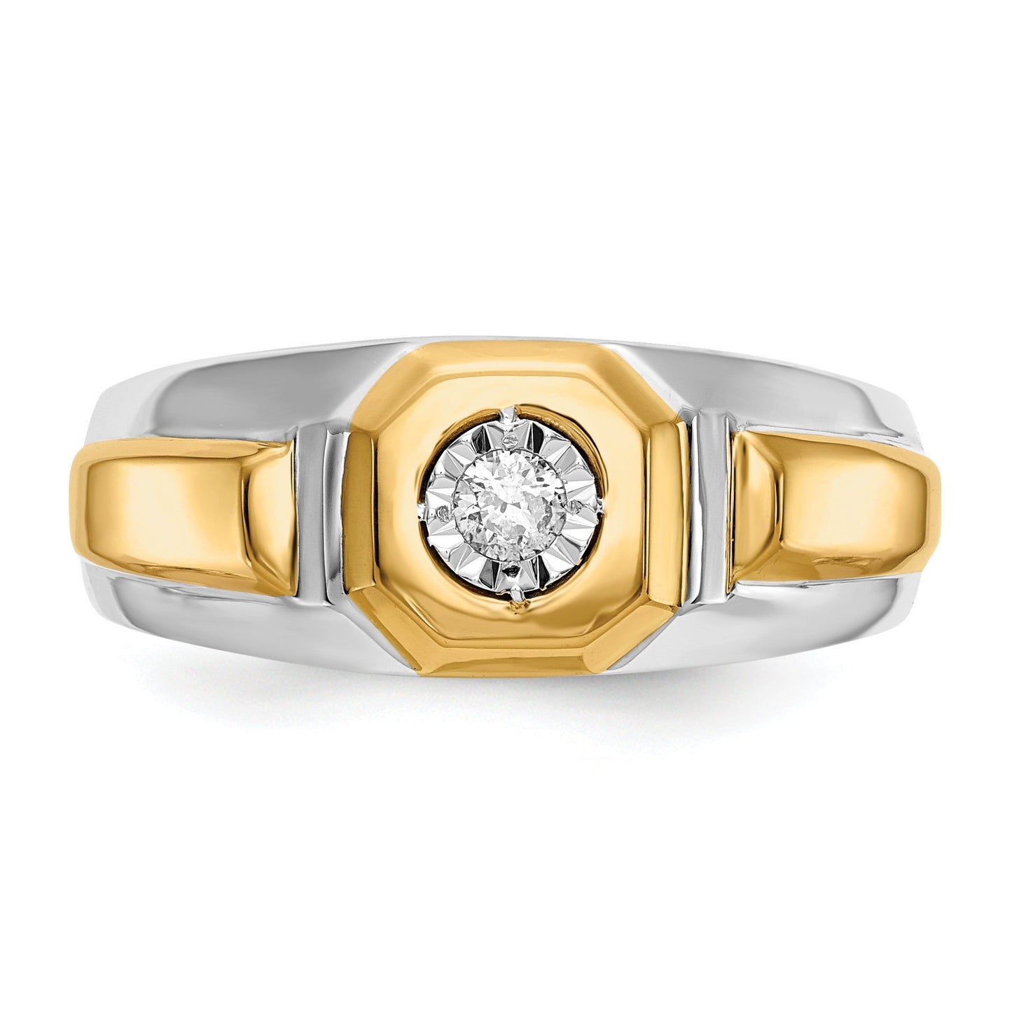 14k Two-Tone 1/10 ct Lab Grown Diamond Thick Band Men's Ring
