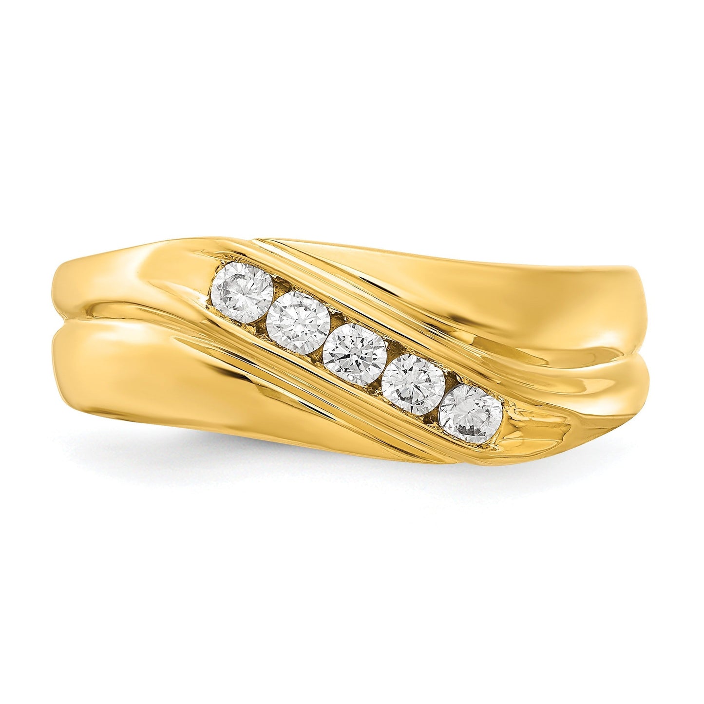 14k Gold 1/3 ct Lab Grown Diamond Five Stone Men's Ring
