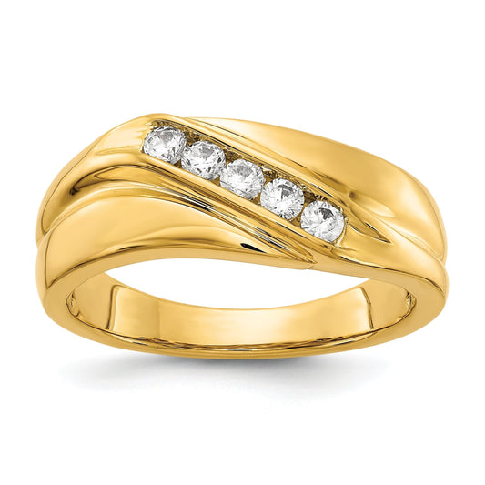 14k Gold 1/3 ct Lab Grown Diamond Five Stone Men's Ring