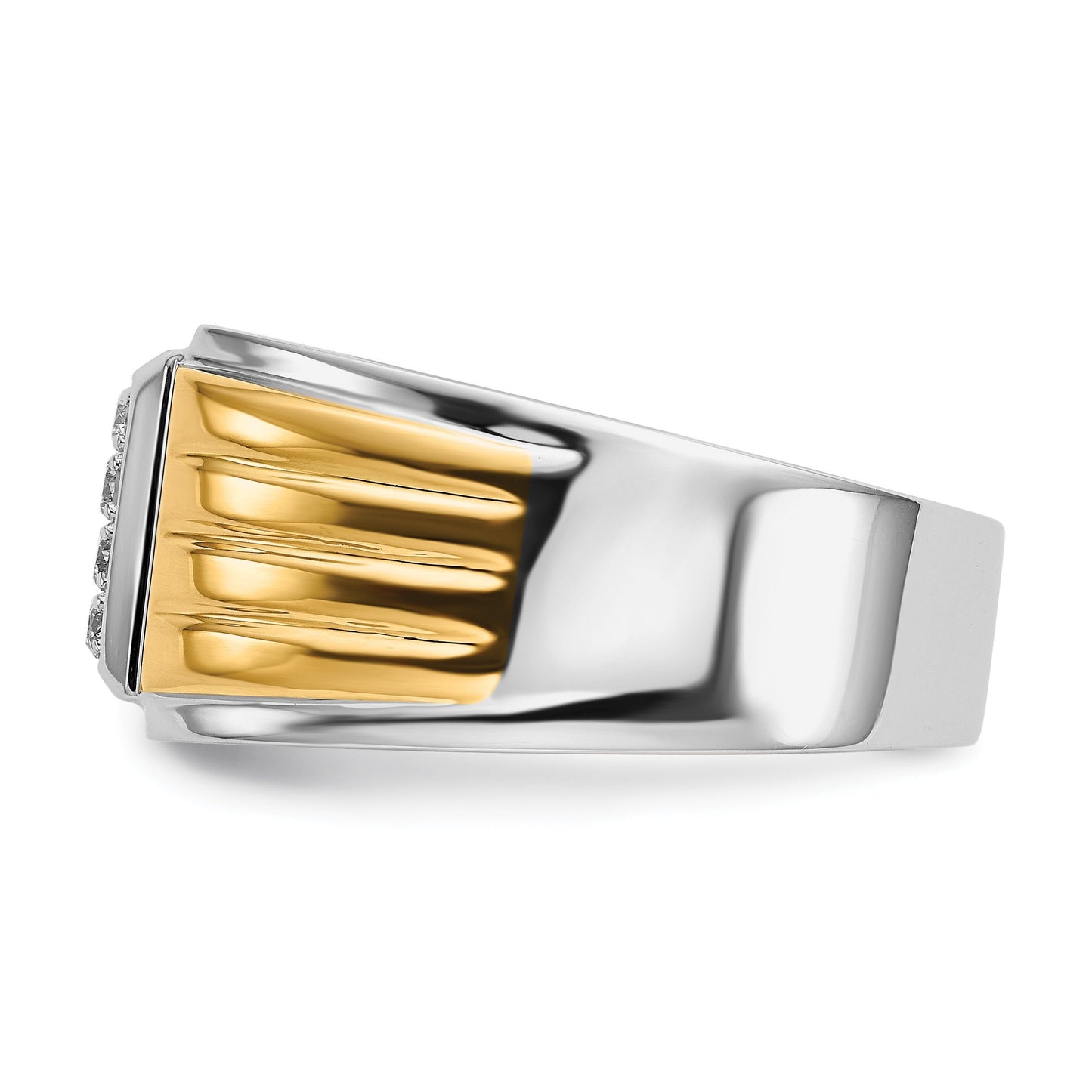 14k Two-Tone 3/8 ct Lab Grown Diamond Cluster Men's Ring