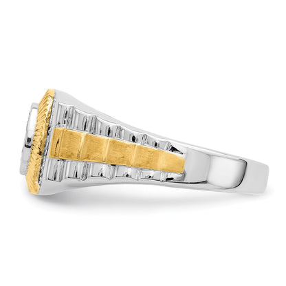 10k Two-Tone 1/3 ct Lab Grown Diamond Cluster Men's Ring