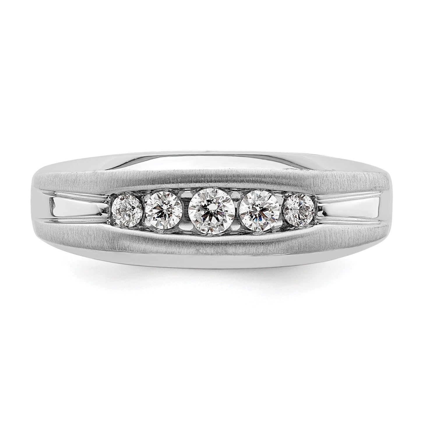 1/3 ct Lab Grown Diamond Five Stone Men's Ring 14k White Gold