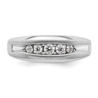 1/3 ct Lab Grown Diamond Five Stone Men's Ring 14k White Gold
