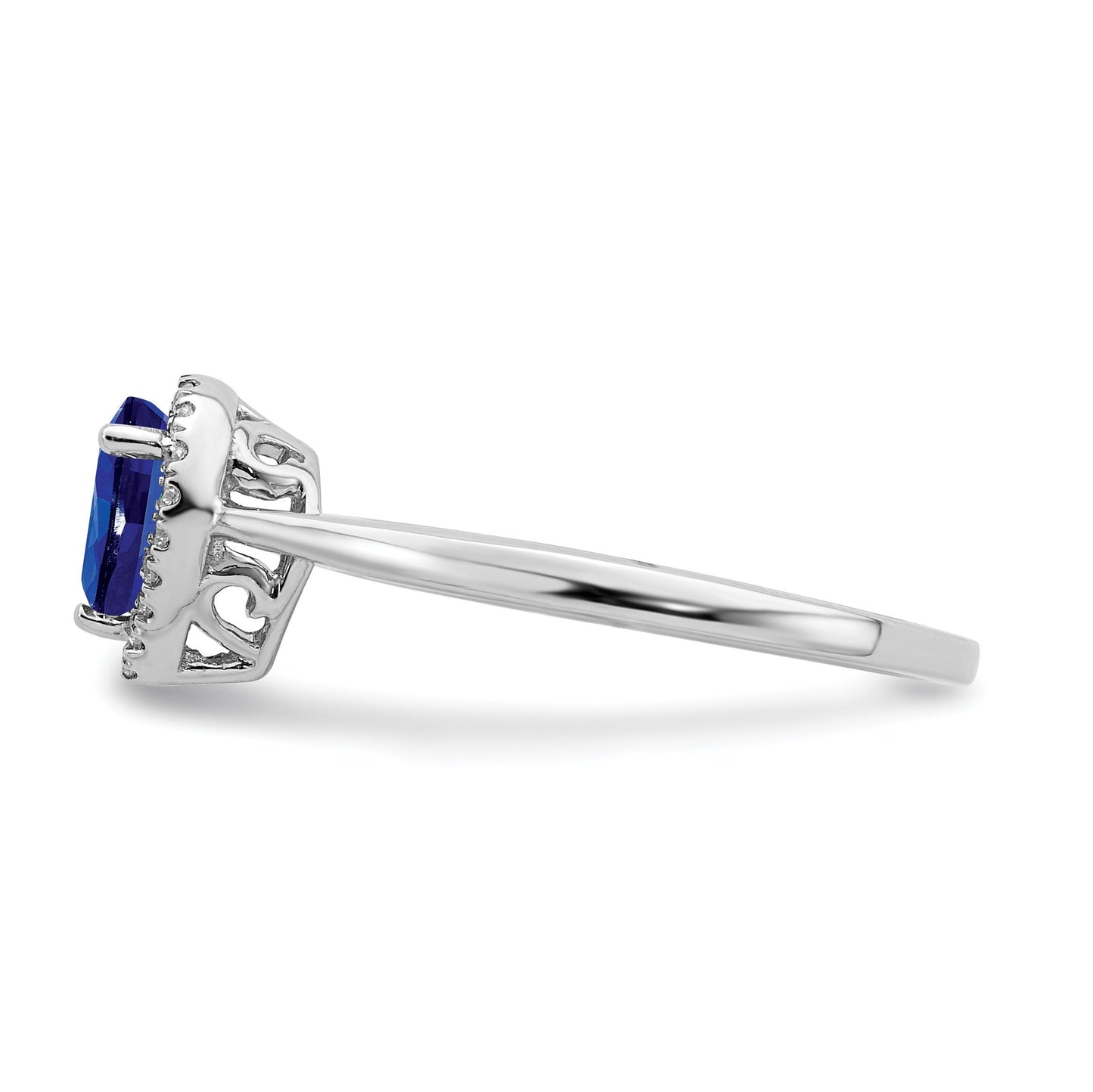 0.5 Ct Pear Blue Sapphire and Diamond 14K Gold Halo Teardrop Ring