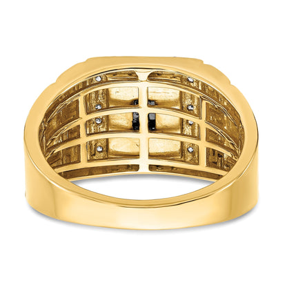 14k Gold 1/5 ct Lab Grown Diamond and Onyx Greek Key Design Men's Ring