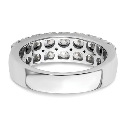 14k White Gold Lab Grown Diamond Double Row Wedding Band 1.5 Ct