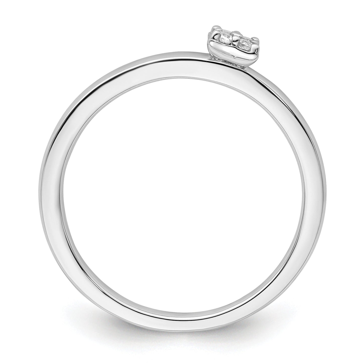 0.05 Ct Round Lab Grown Diamond Cluster 14K White Gold Two Promise Enhancer Band