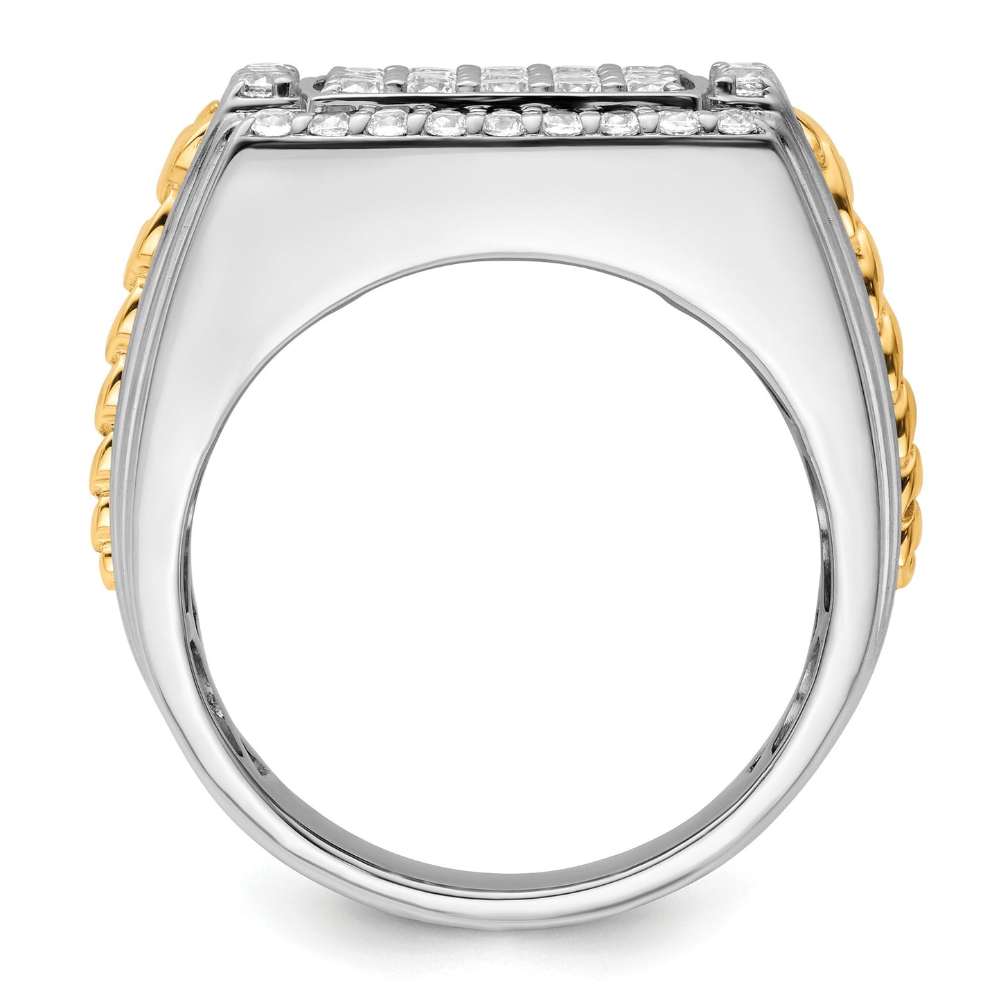 14k Two-Tone 1 1/2 ct Lab Grown Diamond Men's square Ring