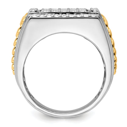 14k Two-Tone 1 1/2 ct Lab Grown Diamond Men's square Ring