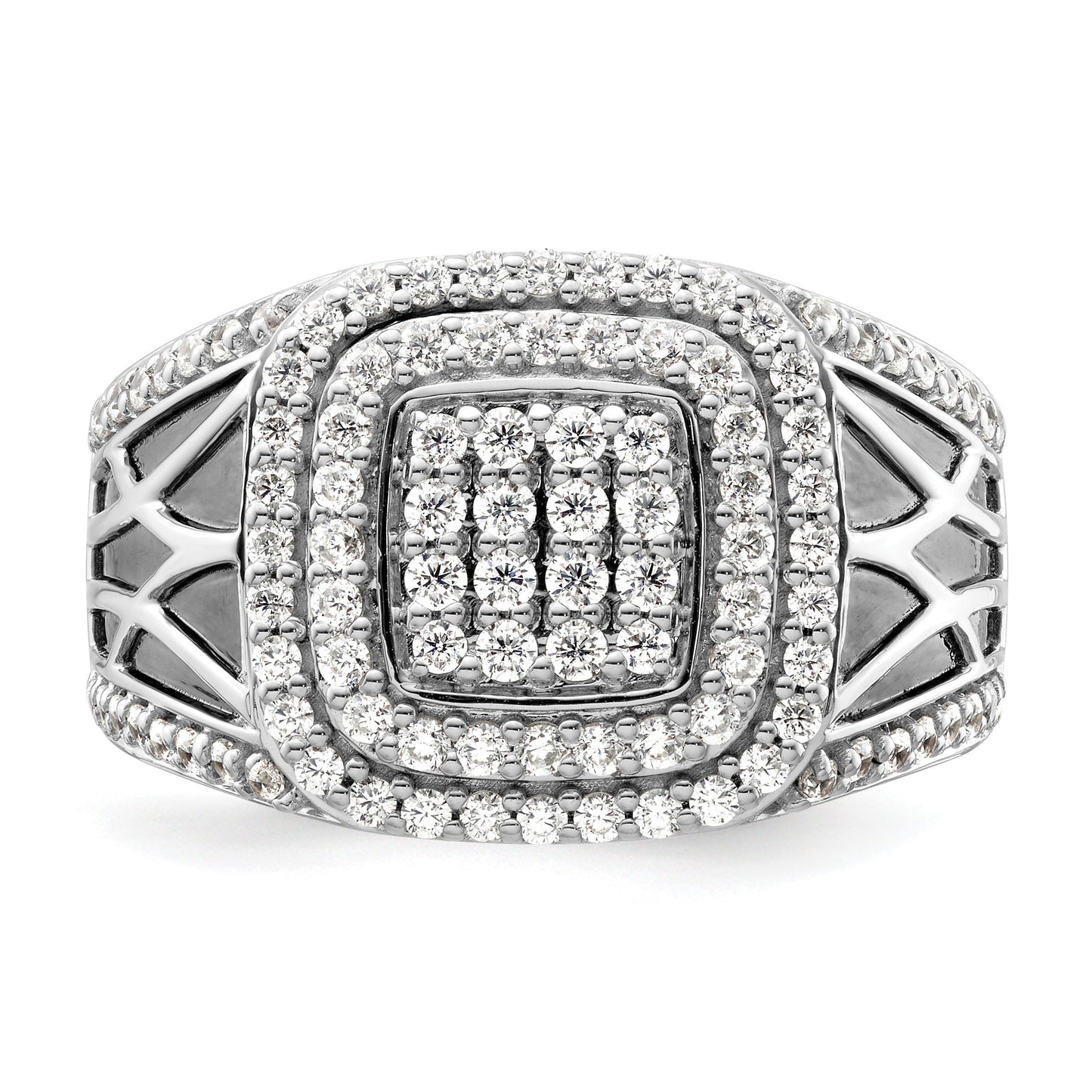 1 1/8 ct Lab Grown Diamond Side Design Men's Halo Ring 14k White Gold
