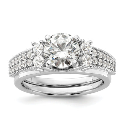 IGI Certified 0.50 Ct Round Lab Grown Diamond Pavé 14K White Gold Double Row Ring Wrap Enhancer Band