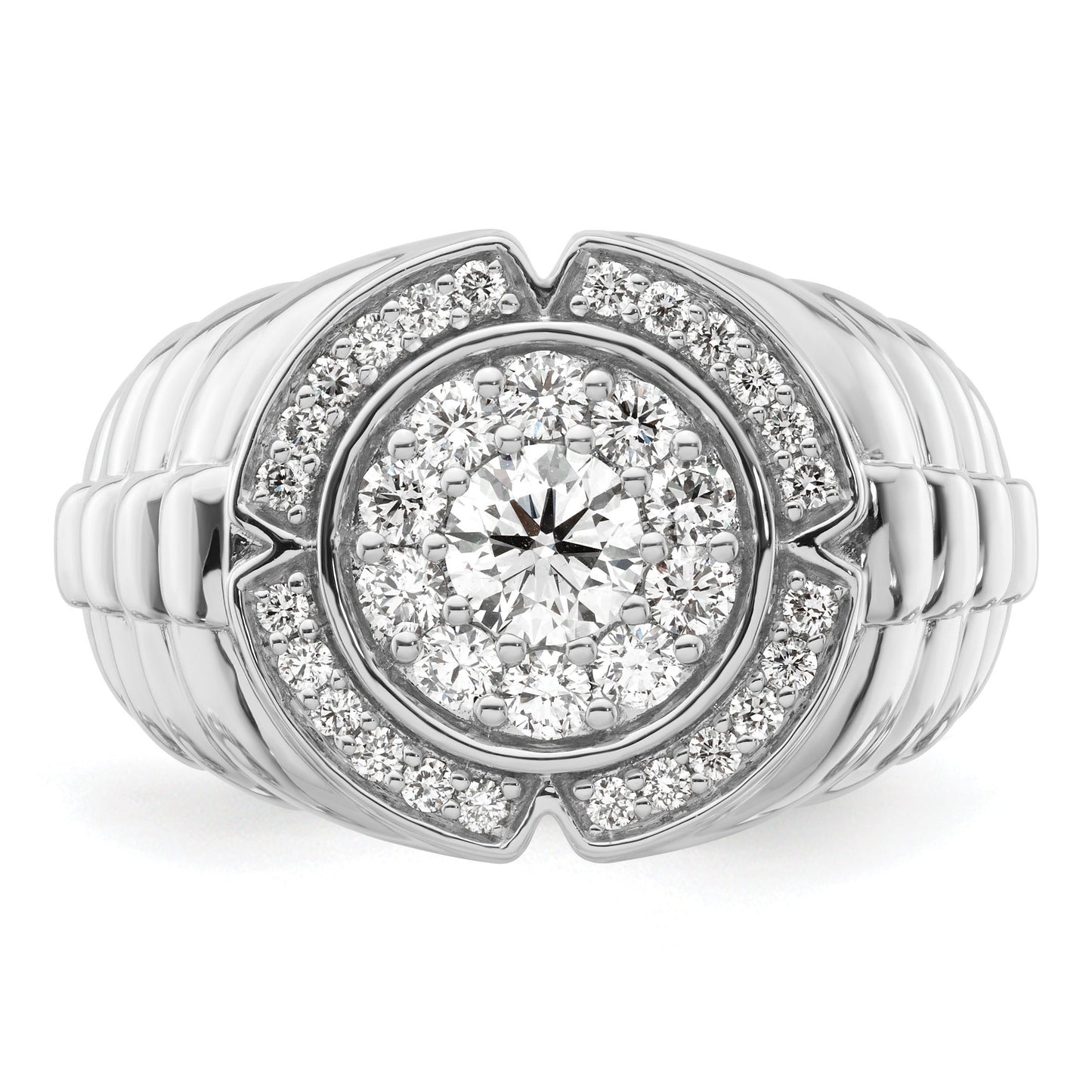 1 1/5 ct Lab Grown Diamond Men's Cluster Ring 10k Gold