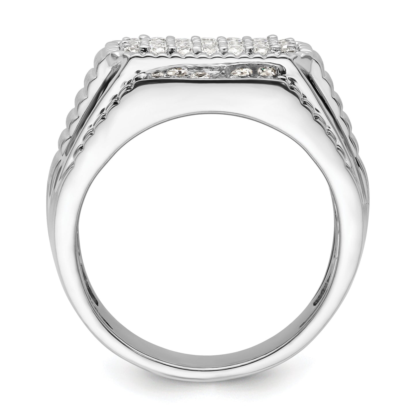 14k White Gold Lab Grown Diamond Men's Cluster Ring 7/8 ct