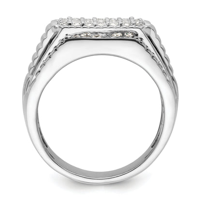14k White Gold Lab Grown Diamond Men's Cluster Ring 7/8 ct