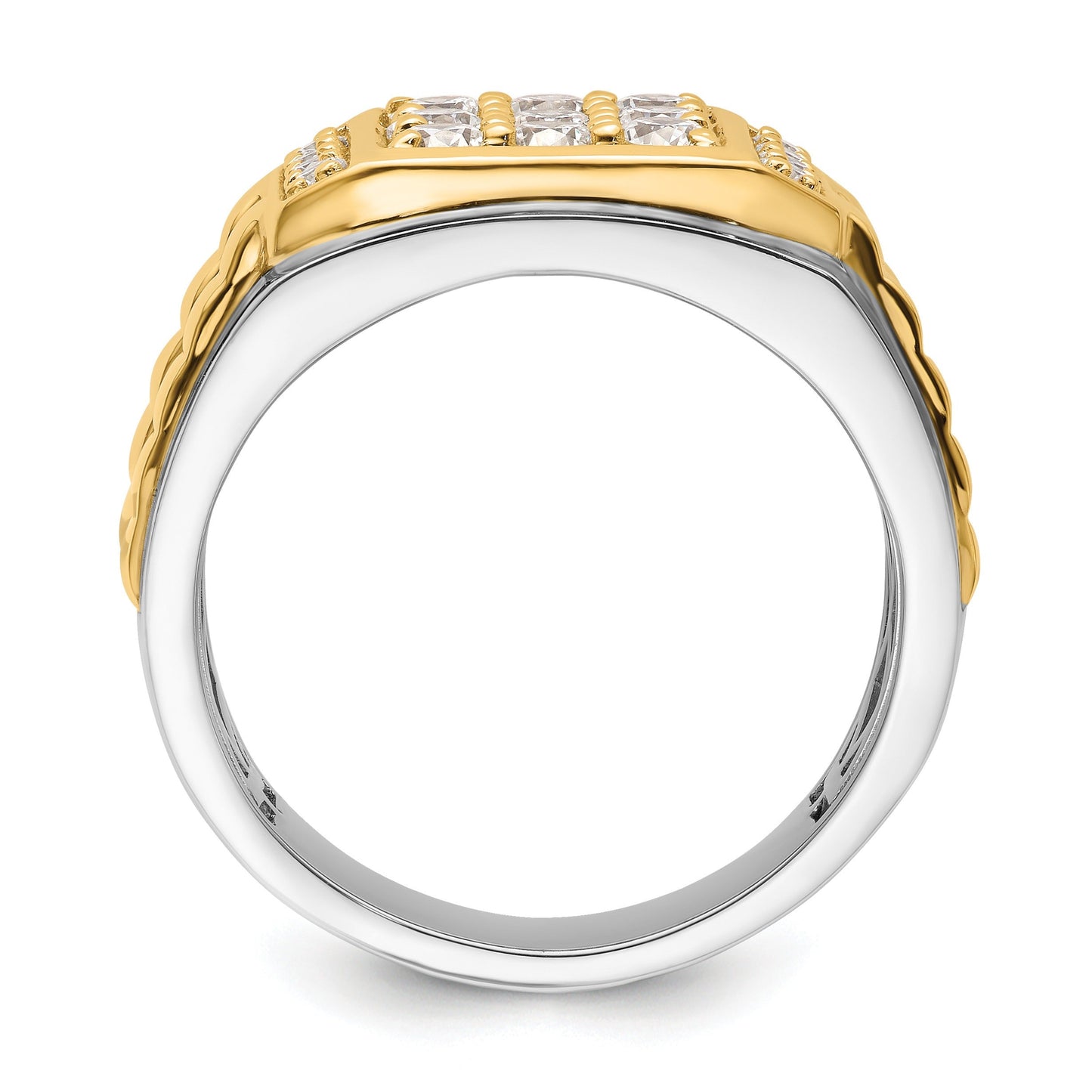 14k Two-Tone 1 1/5 ct Lab Grown Diamond Men's Cluster Ring