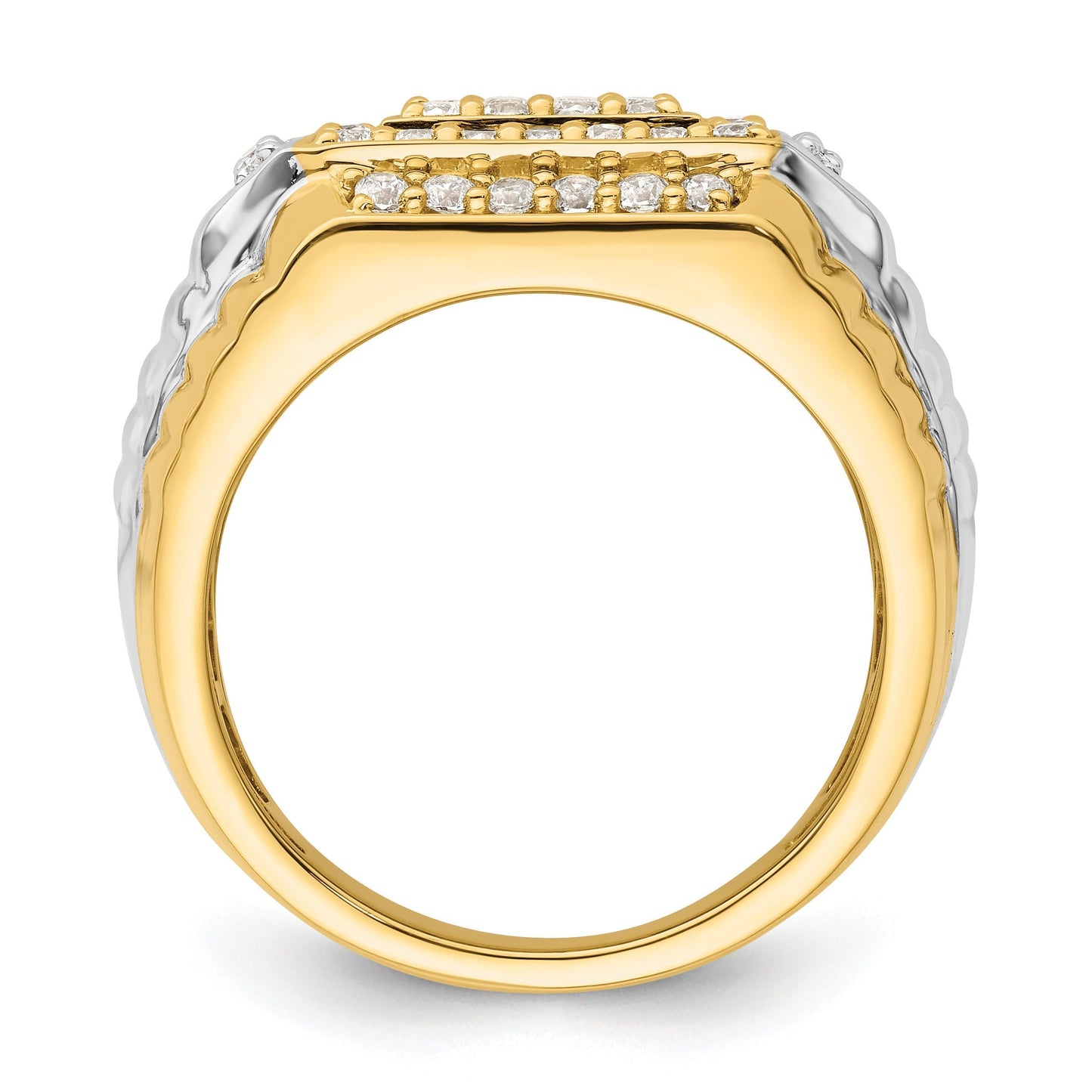 1 ct Lab Grown Diamond Men's Cluster Ring 14k Two-Tone Gold