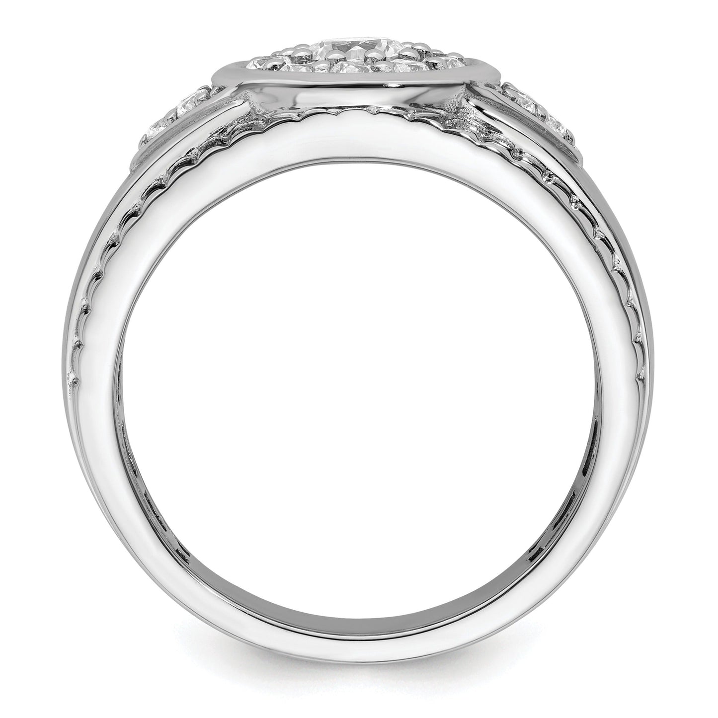 14k White Gold 1 ct Round Lab Grown Diamond Men's Cluster Ring