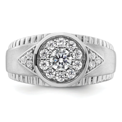 14k White Gold 1 ct Round Lab Grown Diamond Men's Cluster Ring