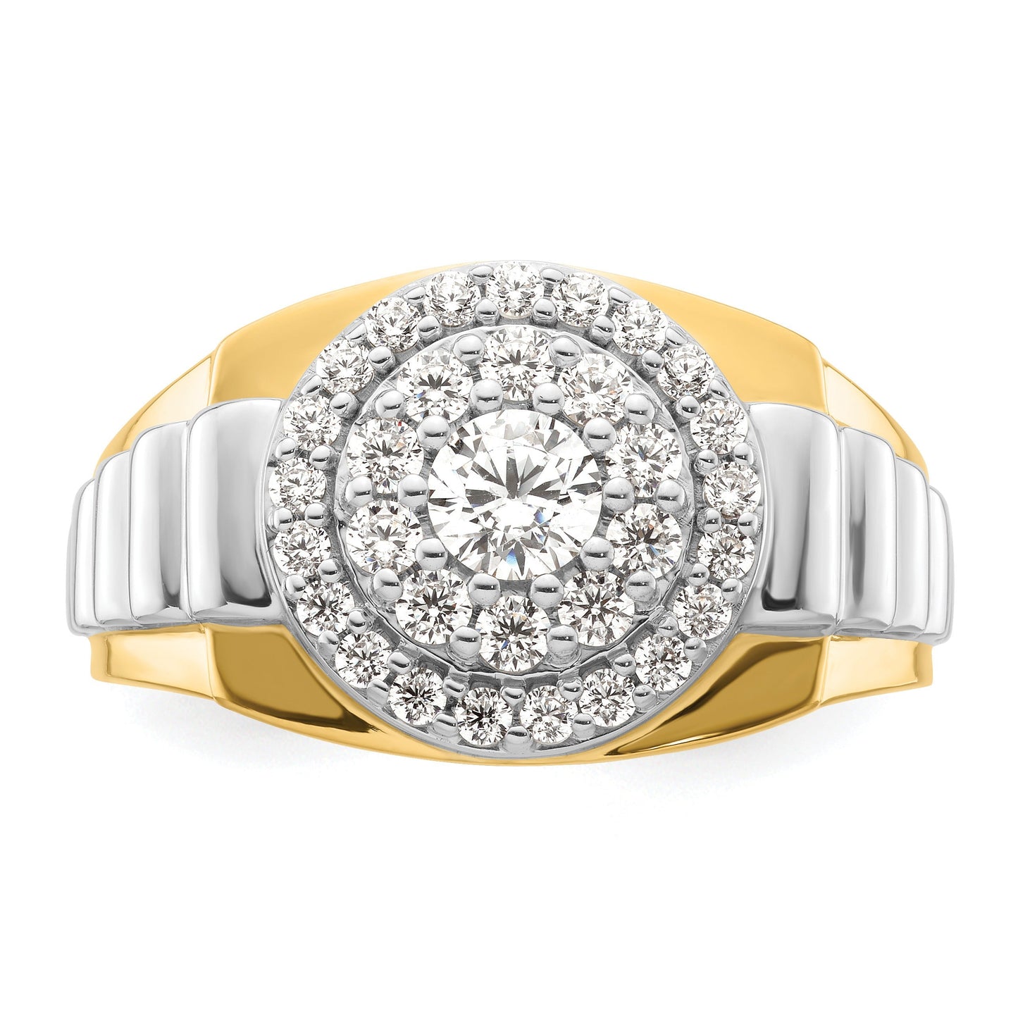 14k Two-Tone 1 1/4 ct Lab Grown Diamond Cluster Men's Ring