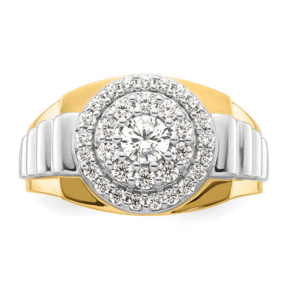 14k Two-Tone 1 1/4 ct Lab Grown Diamond Cluster Men's Ring