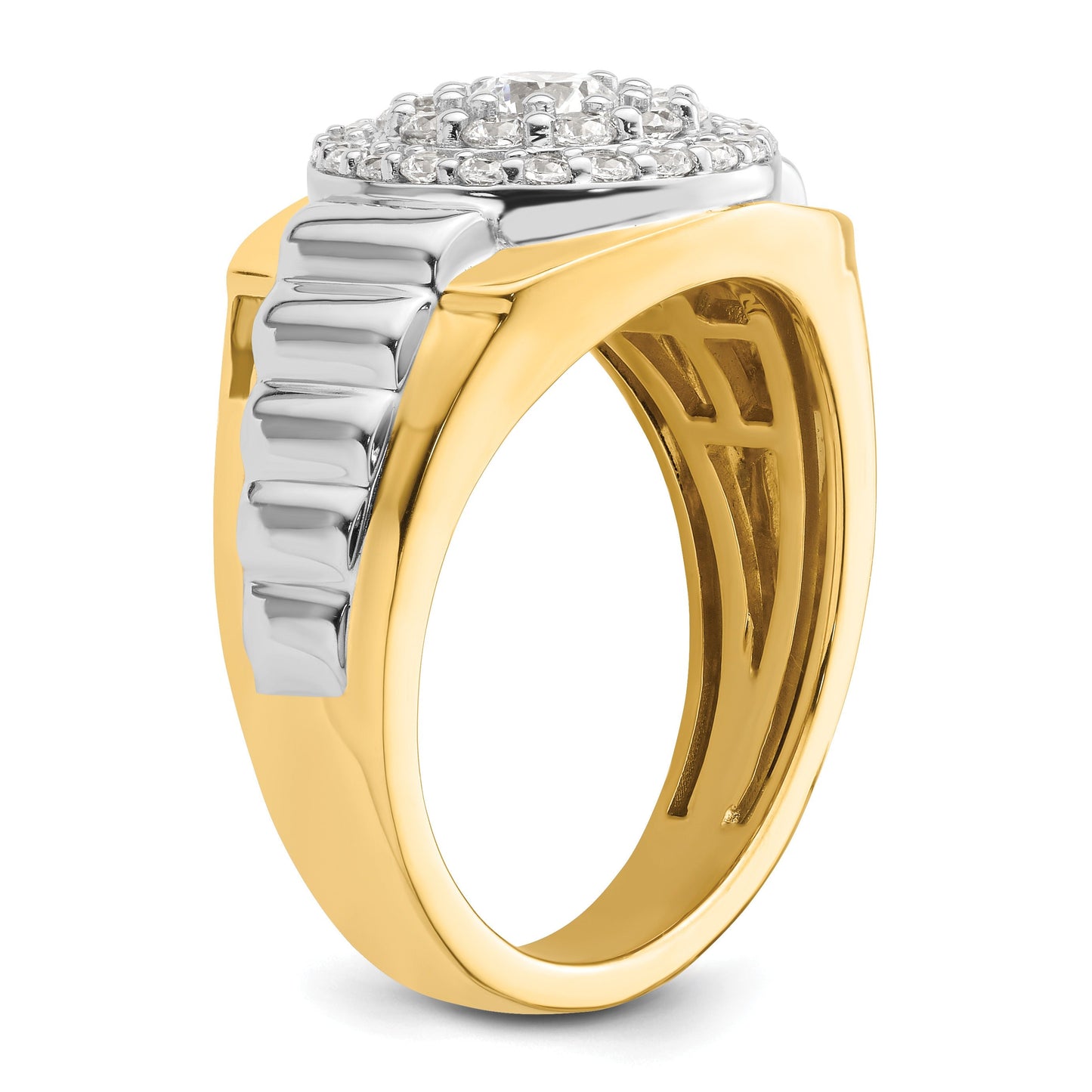 14k Two-Tone 1 1/4 ct Lab Grown Diamond Cluster Men's Ring