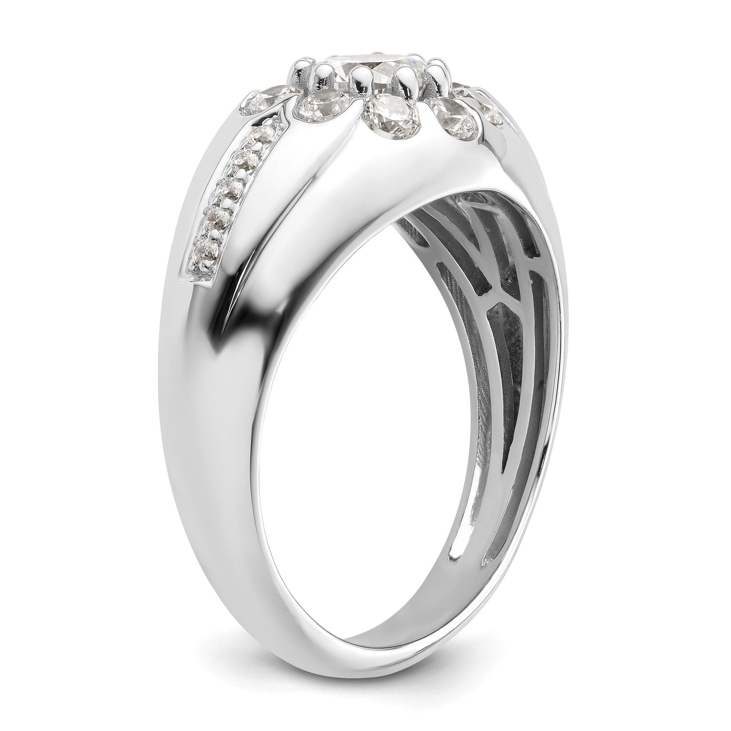 14k White Gold 1 1/2 ct Lab Grown Diamond Men's Ring