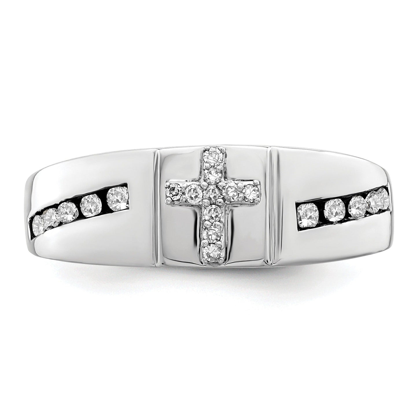 14k White Gold 1/4 ct Lab Grown Diamond Men's Cross Band Ring