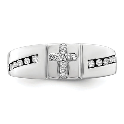 14k White Gold 1/4 ct Lab Grown Diamond Men's Cross Band Ring