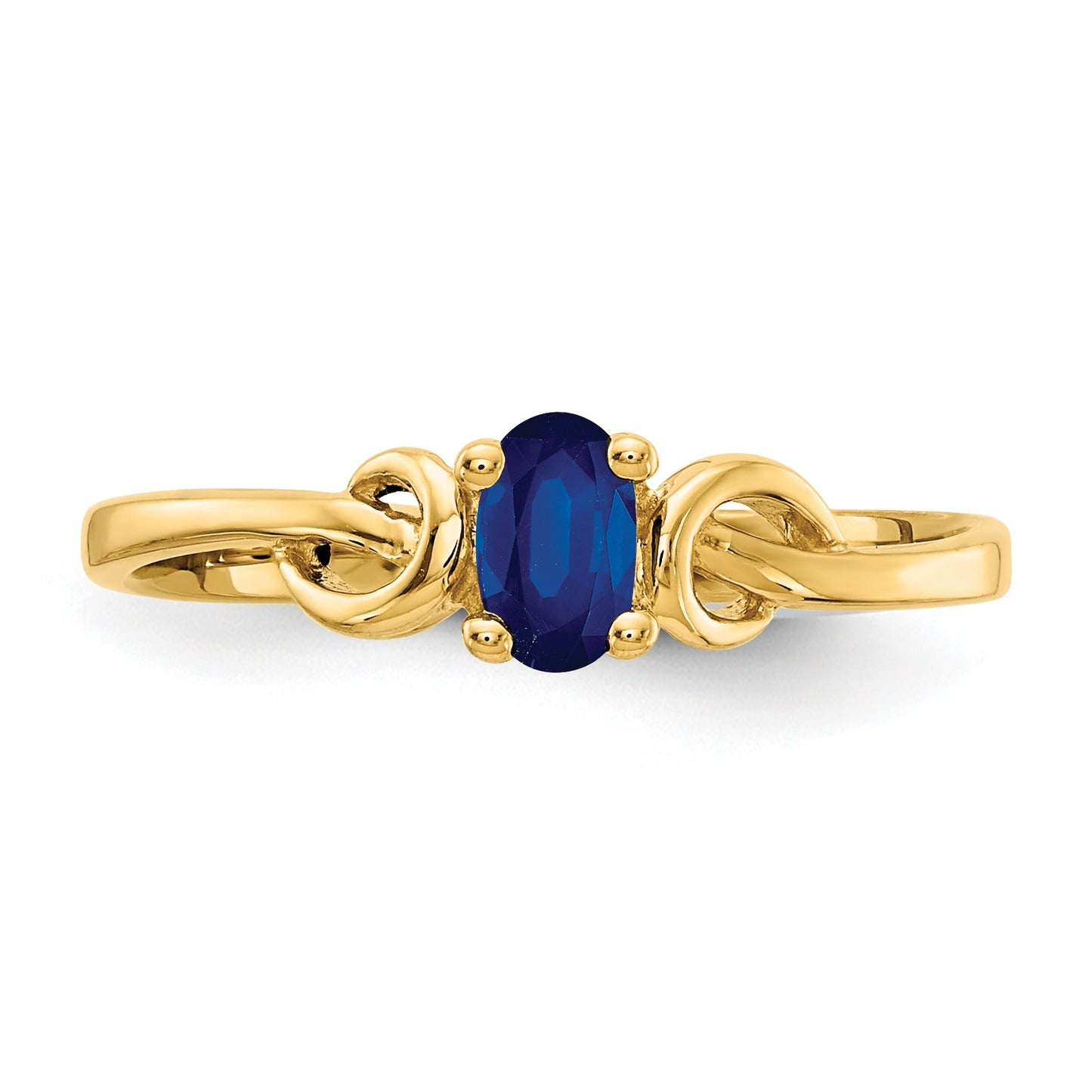 0.35 Ct Oval Blue Sapphire Prong 14K Yellow Gold Solitaire Knot Ring