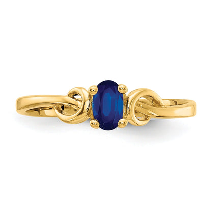0.35 Ct Oval Blue Sapphire Prong 14K Yellow Gold Solitaire Knot Ring