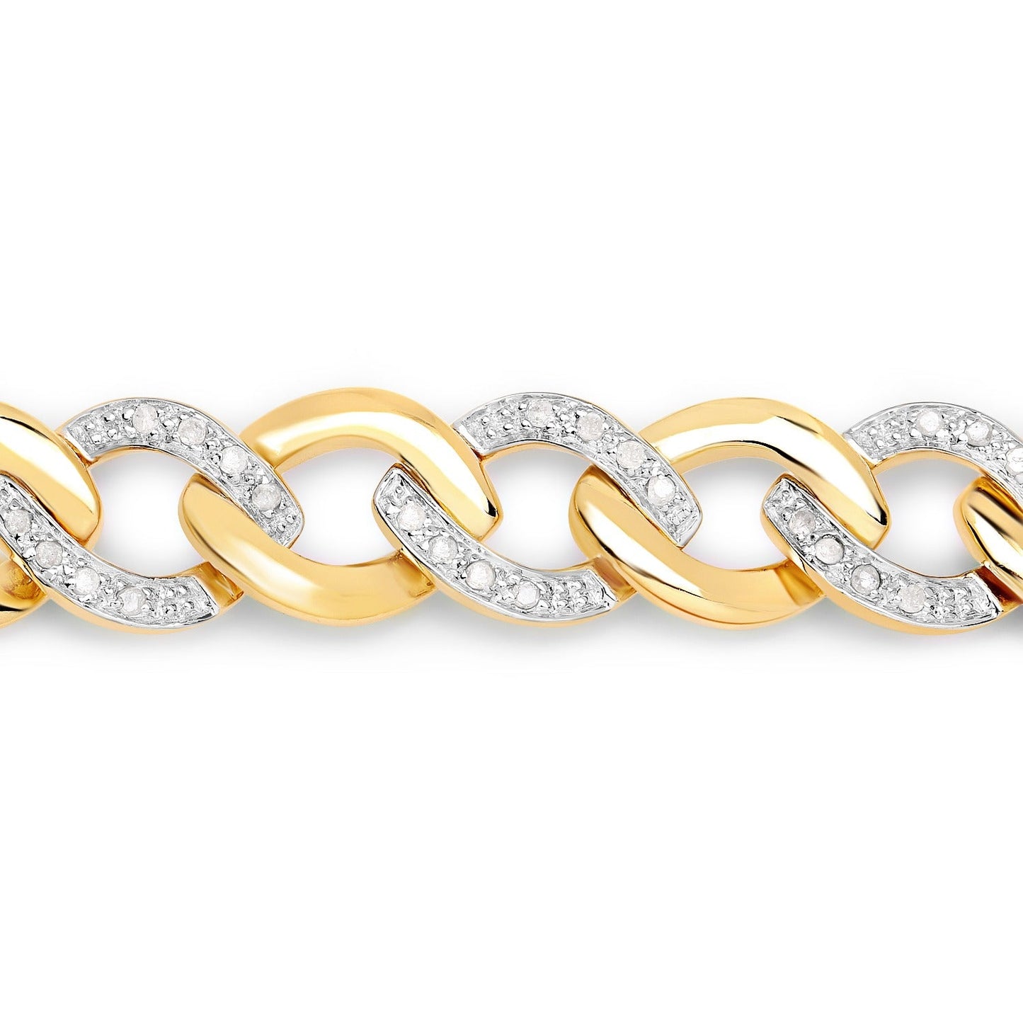 0.70 Ct Round White Diamond Prong Yellow Gold Plated Sterling Silver Cuban Chain Link Bracelet