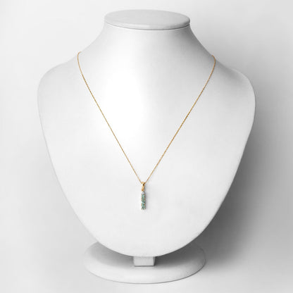 0.42 Ct Genuine Oval Alexandrite and Diamond 18K Yellow Gold 3 Stone Pendant