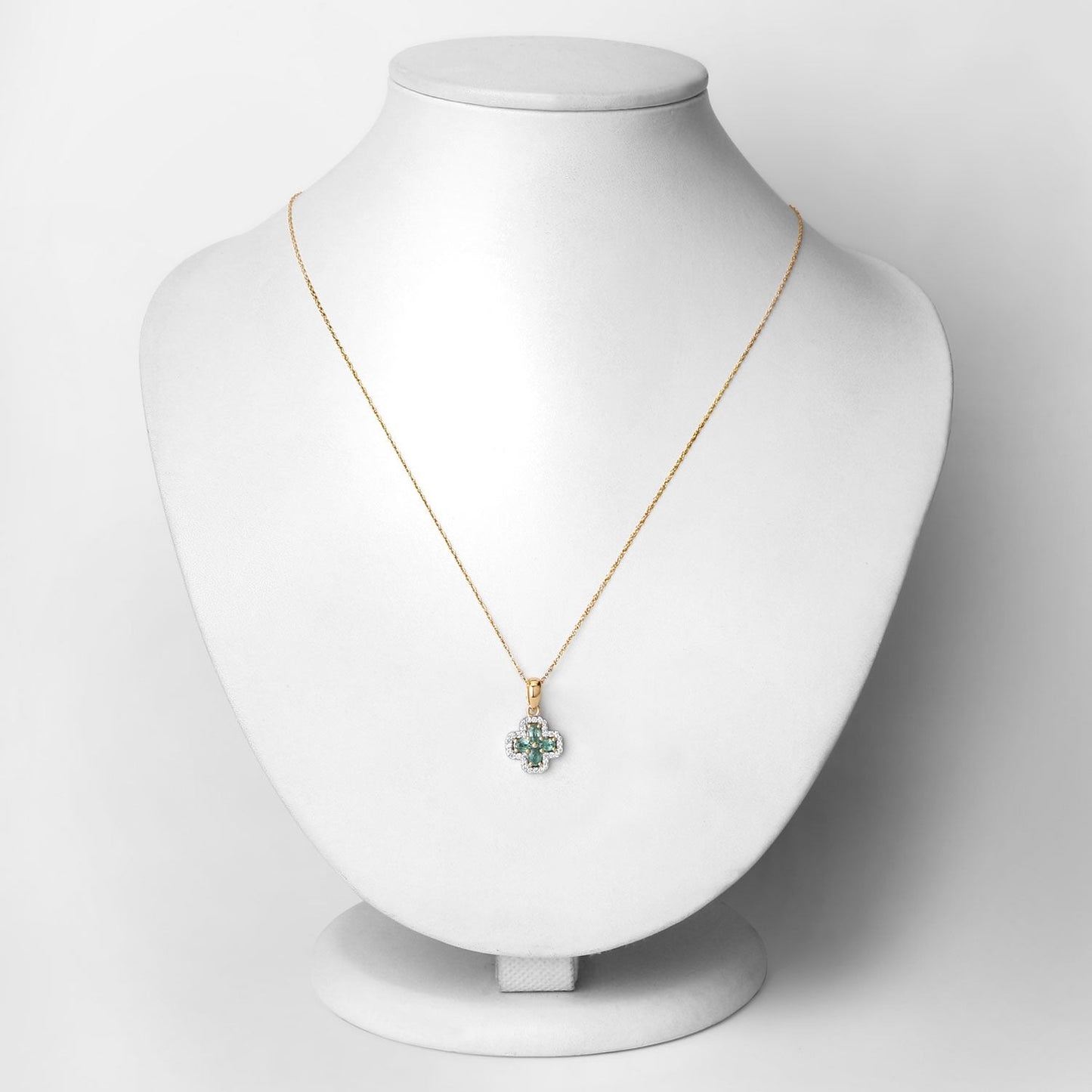 0.67 Ct Genuine Oval Alexandrite and Diamond 18K Yellow Gold Floral Pendant