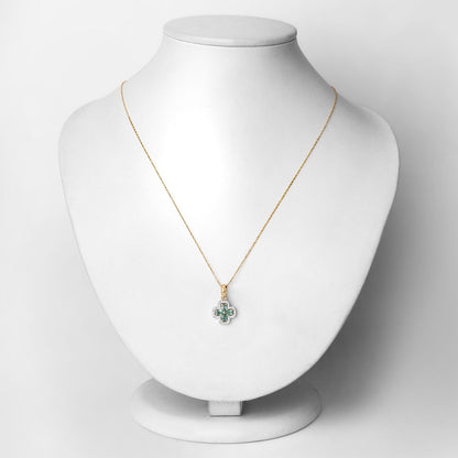 0.67 Ct Genuine Oval Alexandrite and Diamond 18K Yellow Gold Floral Pendant